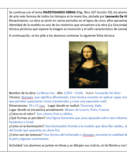 Captura de pantalla de una ficha educativa en español sobre la 