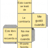 Un collage de "Dado sobre ¿De qué trata el cuento?" notas adhesivas con texto en español, que expresan pensamientos y recuerdos sobre un cuento, dispuestas en un diseño disperso.
