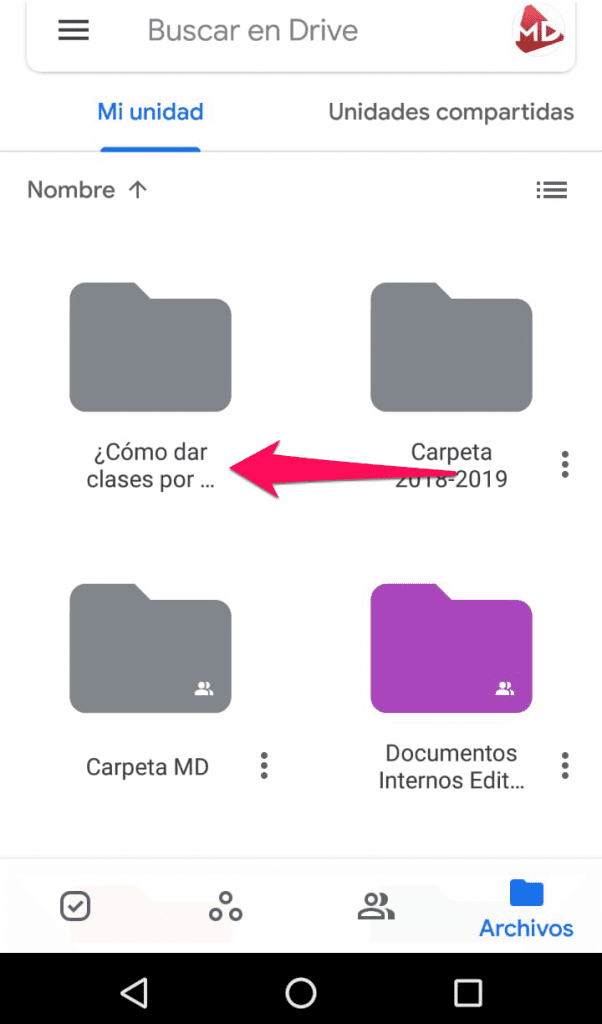 ejemplo carpeta drive - como dar clases por whasapp