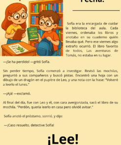 Una página de cuento para niños titulada 