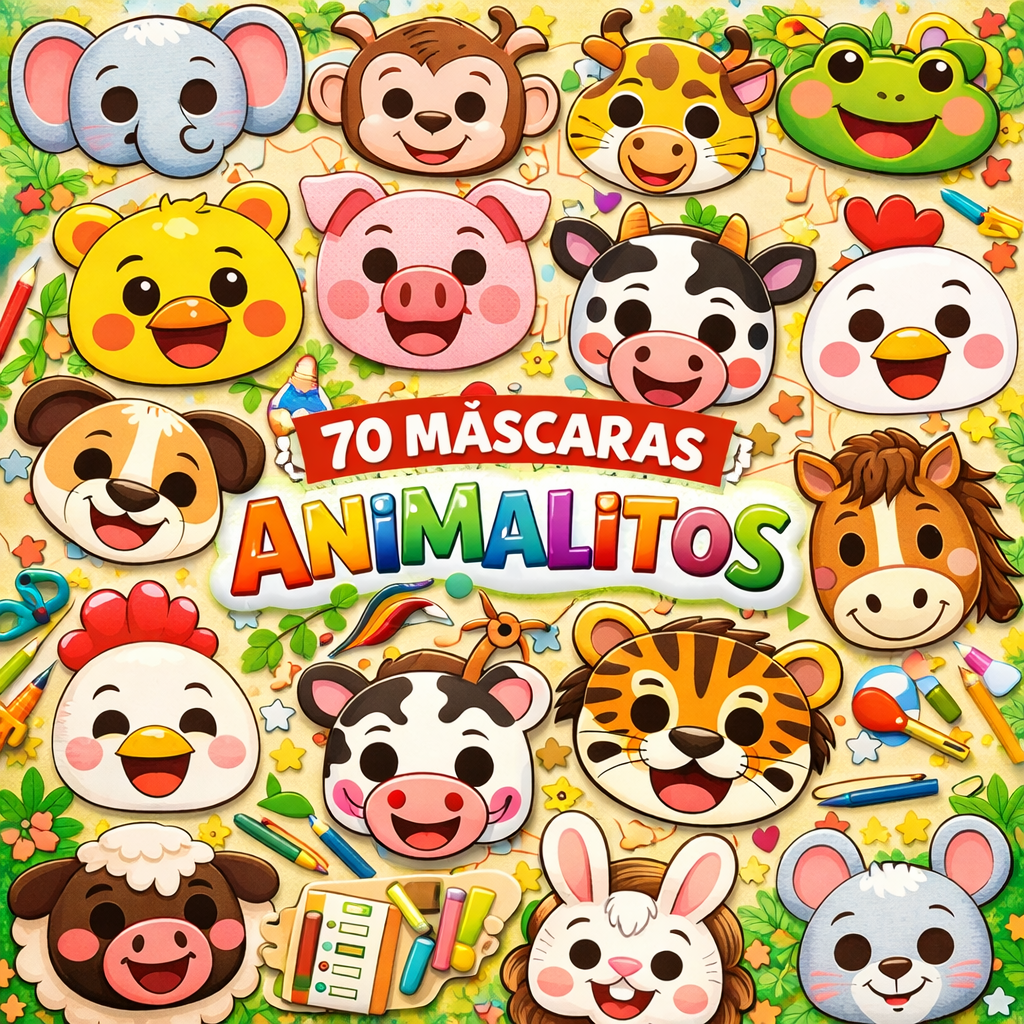 PROYECTO Preescolar y Primaria “Nos convertimos en Animalitos” NEM + 70 Máscaras recortables de Regalo 2 PROYECTO Preescolar y Primaria “Nos convertimos en Animalitos” NEM + 70 Máscaras recortables de Regalo - Image 2