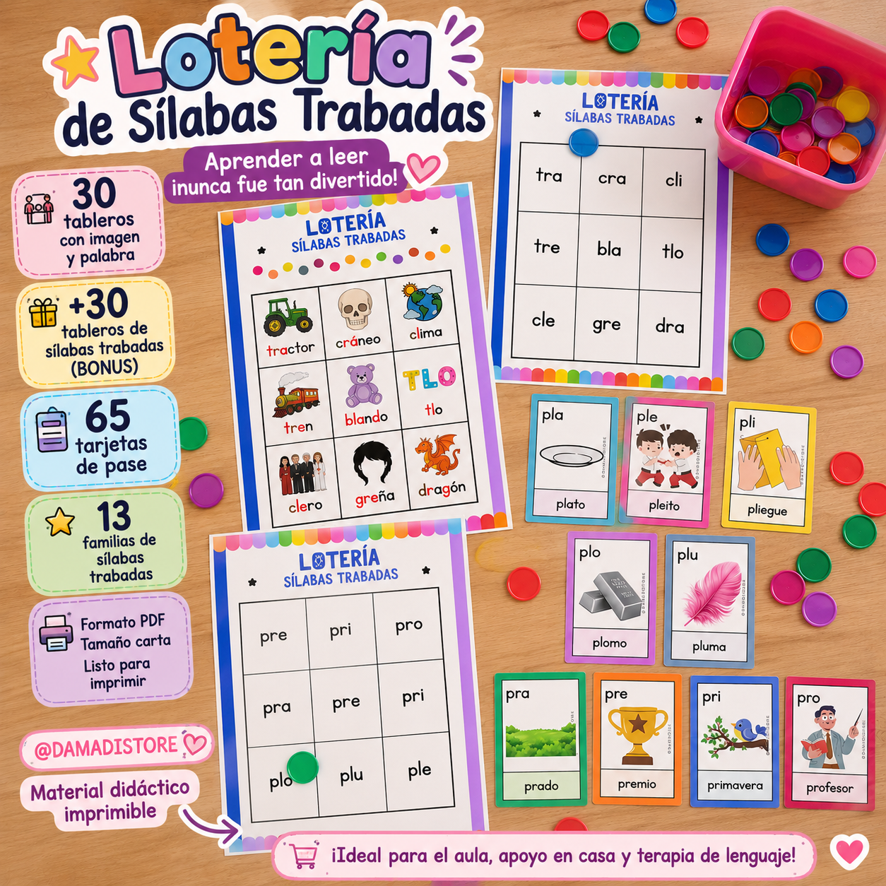 Lotería de sílabas trabadas 2 Lotería de sílabas trabadas - Image 2