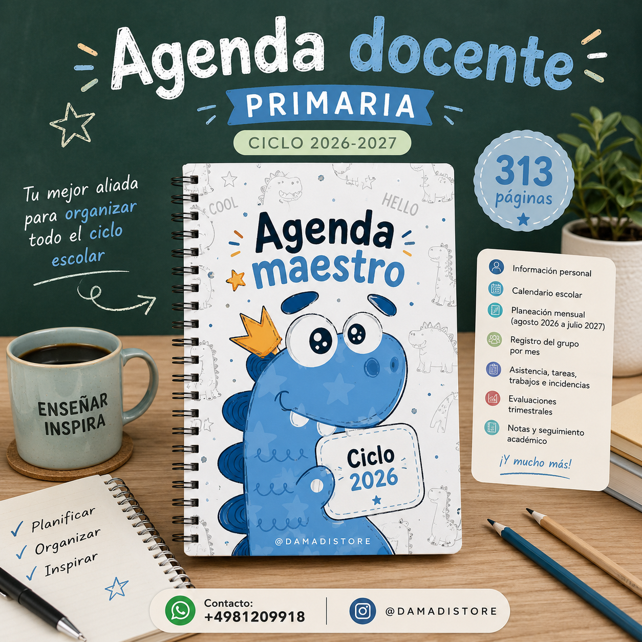 Agenda docente maestro DINO primaria 2026-2027 1 Agenda docente maestro DINO primaria 2026-2027