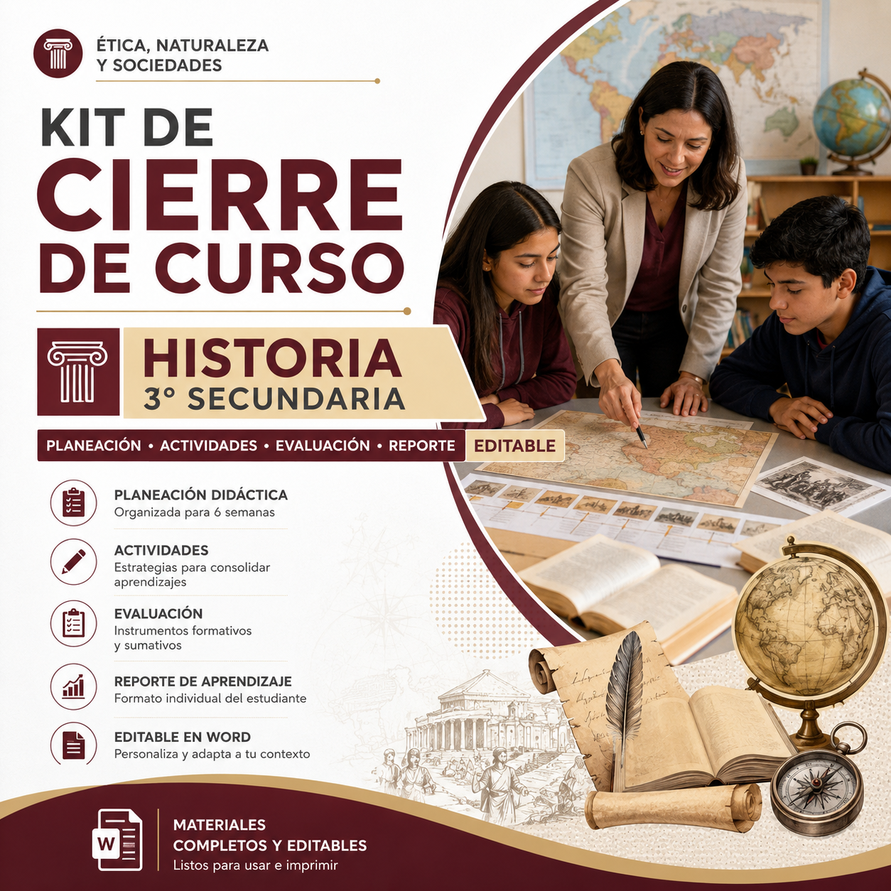 Kit de Cierre de Ciclo Historia 3 Secundaria 2026-2027 | Planeación Didáctica, Actividades, Evaluación y Reporte Editable en Word 1 Kit de Cierre de Ciclo Historia 3 Secundaria 2026-2027 | Planeación Didáctica, Actividades, Evaluación y Reporte Editable en Word