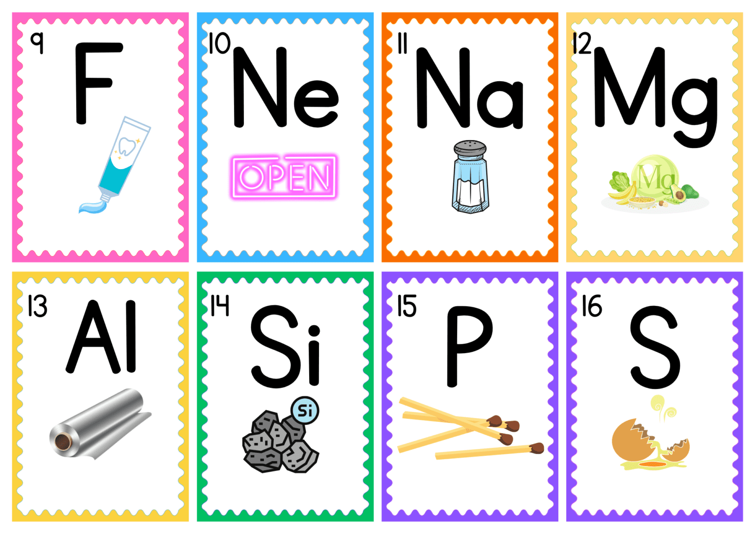 Tarjetas de los Elementos Químicos