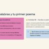 Ficha educativa: «Juego de palabras y tu primer poema», con ejercicios lúdicos en la actividad 27 y creación poética en la 28.