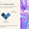 Cuadernillo de Trabajo de Español 2° de Secundaria NEM 30 Infografía educativa sobre la estructura del ensayo crítico: introducción, desarrollo y conclusión, junto a un libro abierto.