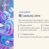 Cuadernillo de Trabajo de Español 2° de Secundaria NEM 41 Ficha didáctica «Lectura libre» con espacios para analizar textos literarios, incluyendo el autor, palabras clave y reflexiones.