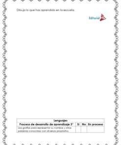 El Examen Diagnóstico Tercer Grado de Preescolar incluye una hoja de trabajo con un borde decorativo, un área de dibujo bajo el epígrafe 