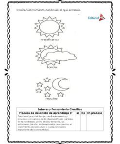 Hoja de ejercicios en blanco y negro con dibujos de un sol para 