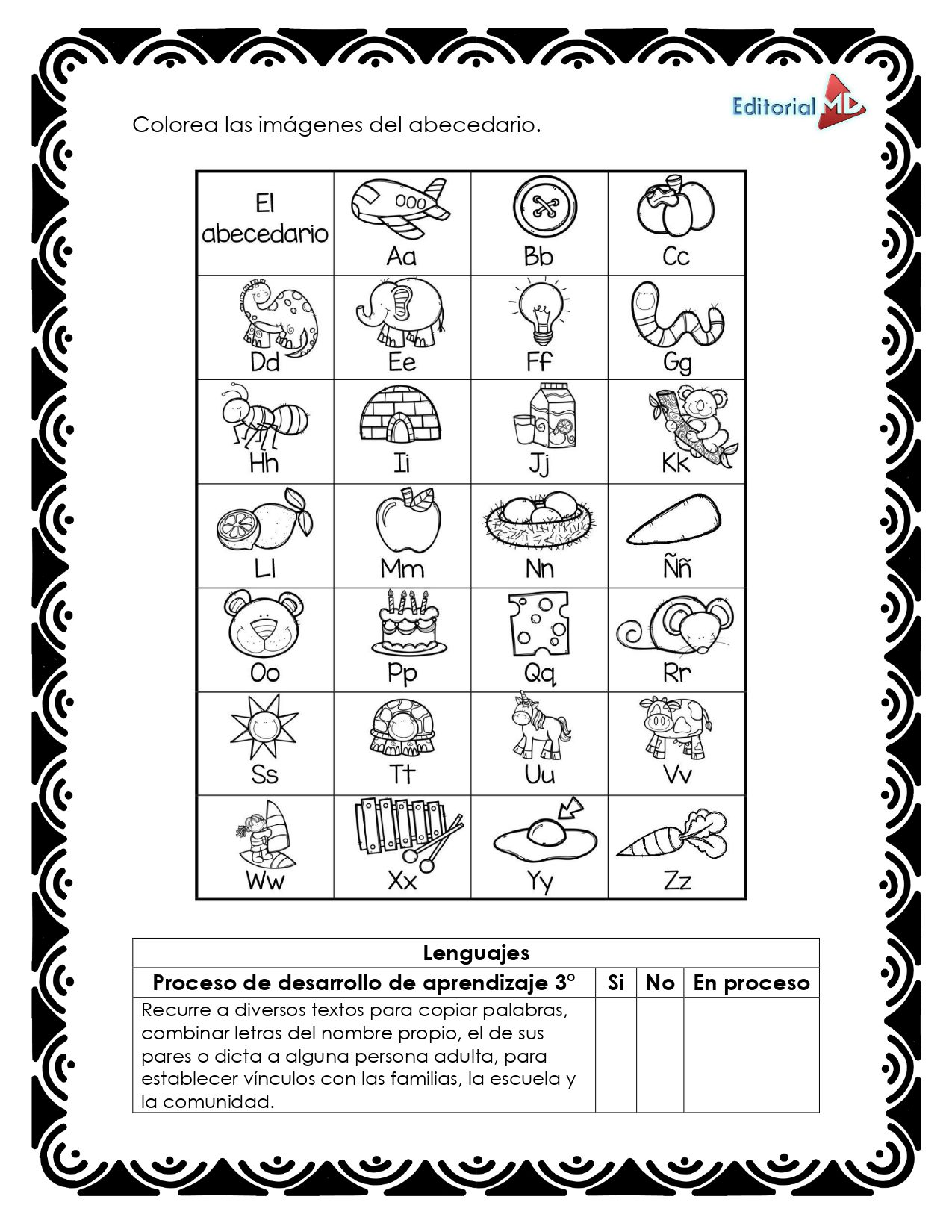 Cuadernillo de Trabajo las Letras de mi Nombre 5 Cuadernillo de Trabajo las Letras de mi Nombre: tabla del alfabeto español con dibujos para cada letra (abeja, barco), una tabla de progreso y espacio para practicar la escritura de los nombres-perfecto para los niños que aprenden las letras.