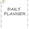 Un gráfico de la portada de una agenda diaria con el título "DAILY PLANNER" en negrita, escrito a mano en el centro, enmarcado por líneas de puntos y adornado con lindos dibujos animados Rainbow Pops en la parte superior e inferior.