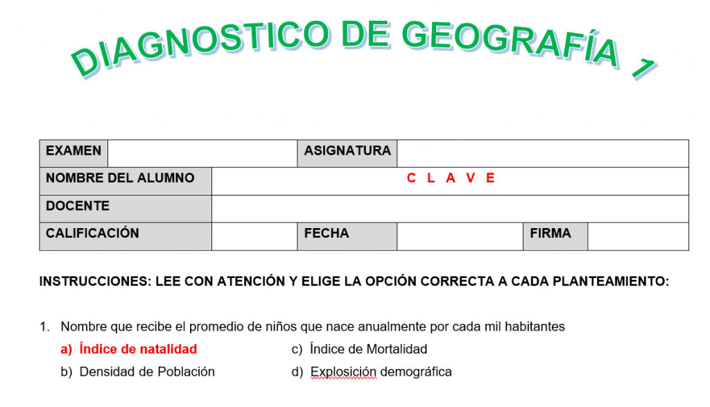 Evaluaciones y Exámenes Diagnósticos de Secundaria