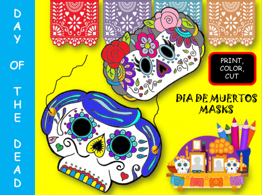 Máscaras de día de muertos para imprimir