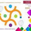 El diseño presenta un patrón geométrico vibrante con círculos naranjas entrelazados y puntos de varios colores. El texto incluye "Saberes y Pensamiento Científico", "Planeación Didáctica Primer Grado 2024-2025" y el nombre del producto, "DIAGNOSTICO OPERACIONES BASICAS SECUNDARIA". Todo esto está enmarcado por coloridas formas de diamantes.
