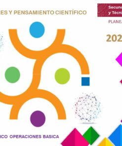 El diseño presenta un patrón geométrico vibrante con círculos naranjas entrelazados y puntos de varios colores. El texto incluye 