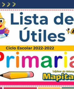 Un anuncio de útiles escolares. El texto dice 