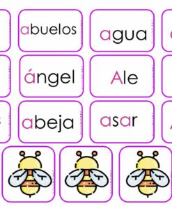 Una cuadrícula de tarjetas con palabras en español, que incluyen términos como 