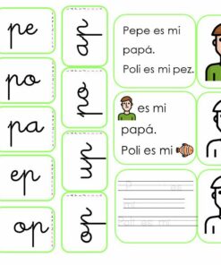 Una hoja de trabajo con las sílabas manuscritas 