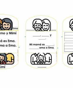 Una hoja de trabajo educativa que incluye tres secciones para Planeación de Clases Consonantes M-P. A la izquierda se muestran personajes de dibujos animados etiquetados Memo, Ema y Mimí con la frase 