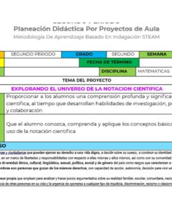 Un documento de planificación de proyecto titulado 