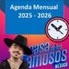 La AGENDA ESCOLAR 2025-2026 de ABELITO - La Casa de los Famosos presenta una colorida portada con el título, el icono de un reloj y ABELITO -sonriendo con un sombrero negro- junto al logotipo de 