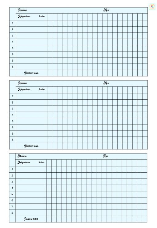 Tres plantillas de AGENDA-BITÁCORA, cada una de las cuales contiene tablas tituladas "Firma", "Fecha" y "Cantidad" con filas numeradas del 1 al 7, diseñadas para registrar transacciones o entradas de agenda-bitácora.