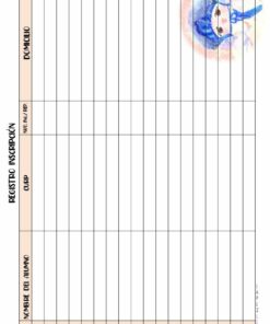 A MI AGENDITA sirve como una bitácora con filas para los nombres de 18 niños y columnas para detalles como 
