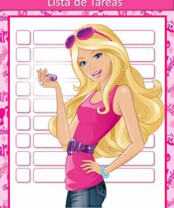 Una imagen muestra una lista de tareas pendientes con el tema de Barbie titulada 