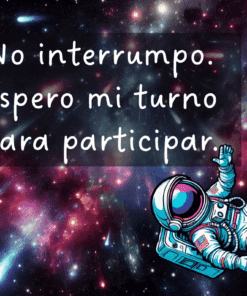 Un astronauta ilustrado flota delante de un fondo de coloridas galaxias llenas de estrellas. El texto reza: 
