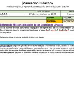 Un documento didáctico de planificación en español titulado 