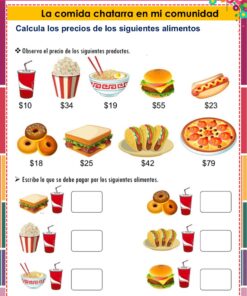 Una colorida hoja de ejercicios en español titulada 