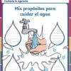 Ilustración de unas manos cerrando un grifo con gotas de agua alrededor. El texto dice 