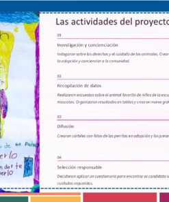 Un colorido collage con un dibujo infantil a la izquierda que muestra un perro y el texto 