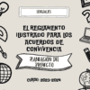 Folleto ilustrado titulado "Planeación 6o Grado | Proyecto: 'EL REGLAMENTO ILUSTRADO PARA LOS ACUERDOS DE CONVIVENCIA'" con íconos de libros, una computadora portátil, un microscopio y un globo terráqueo. Incluye la inscripción "Lenguajes" y menciona "Planeación del Proyecto 6o Grado" para el curso 2023-2024.