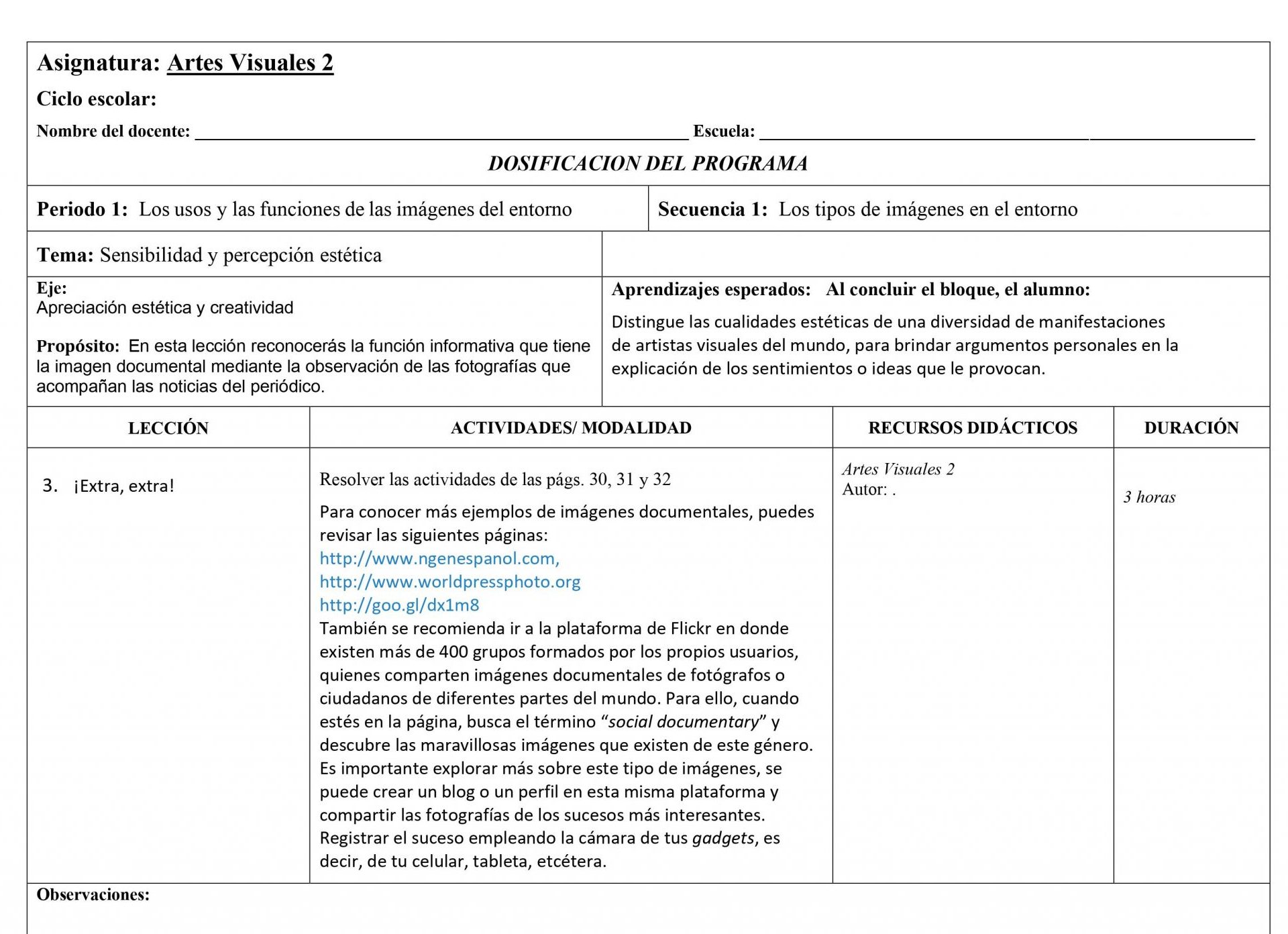 Dosificación Anual Artes Visuales 2 Secundaria 03