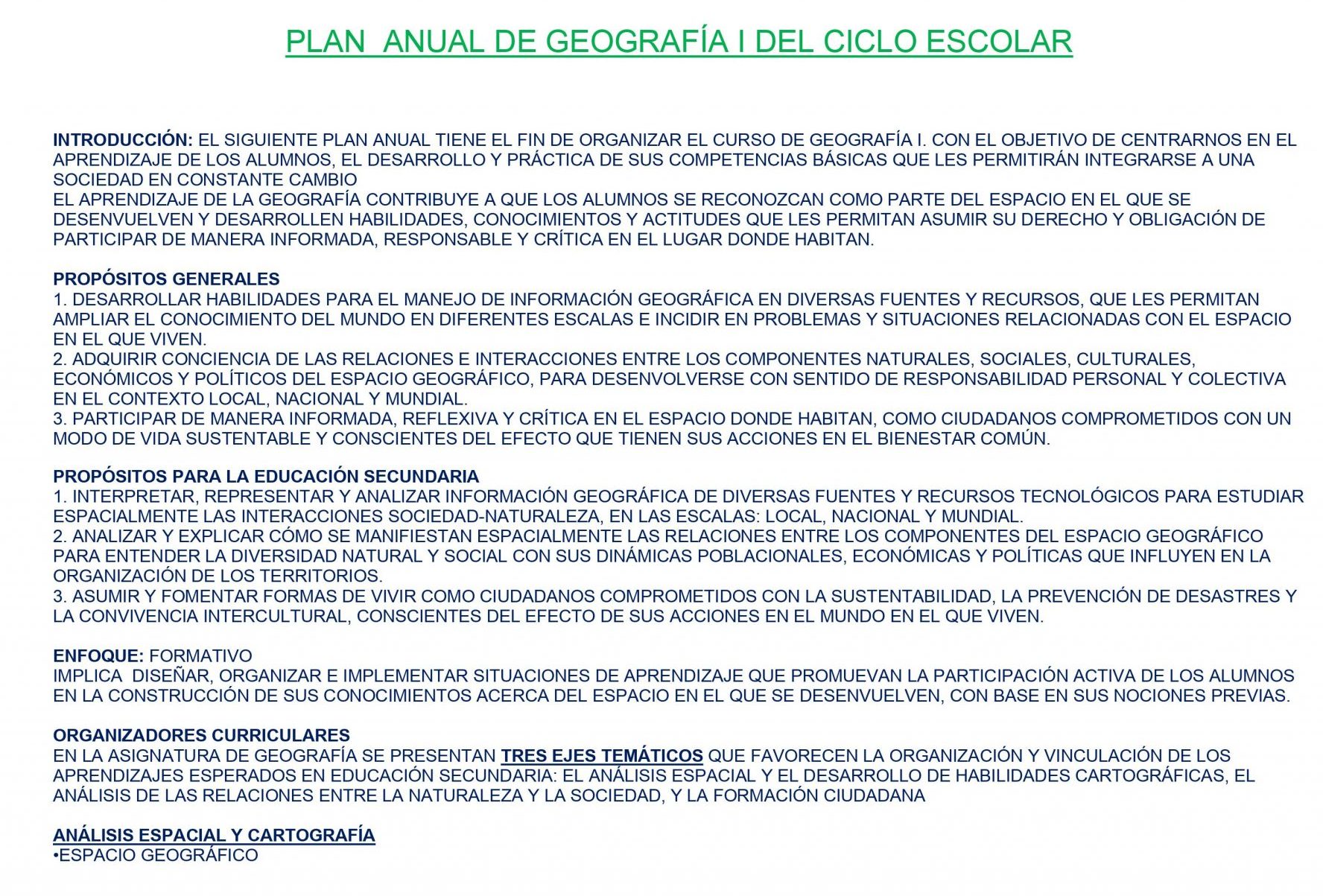 Dosificación Anual de Geografía (Los tres trimestres) 01