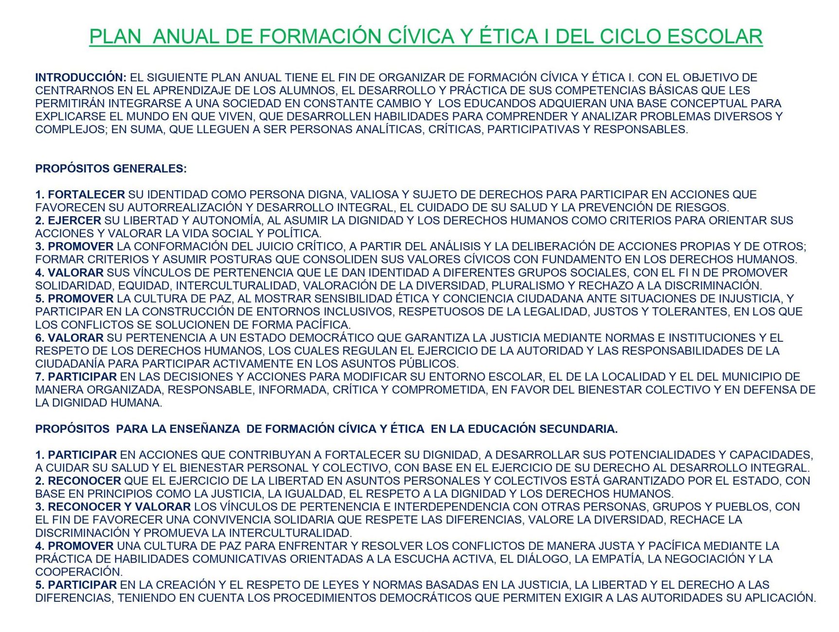 Dosificación Formación Cívica Y Ética 1 Trimestral 01