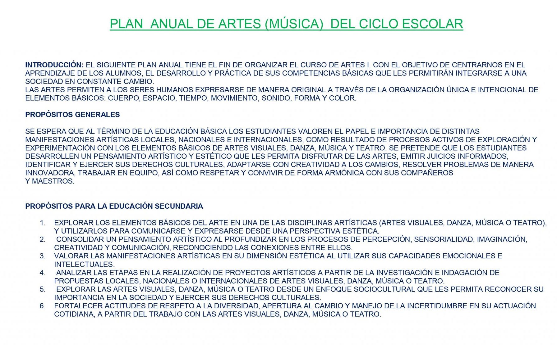 Dosificación Música 1 Trimestral Aprendizajes Esperados 01