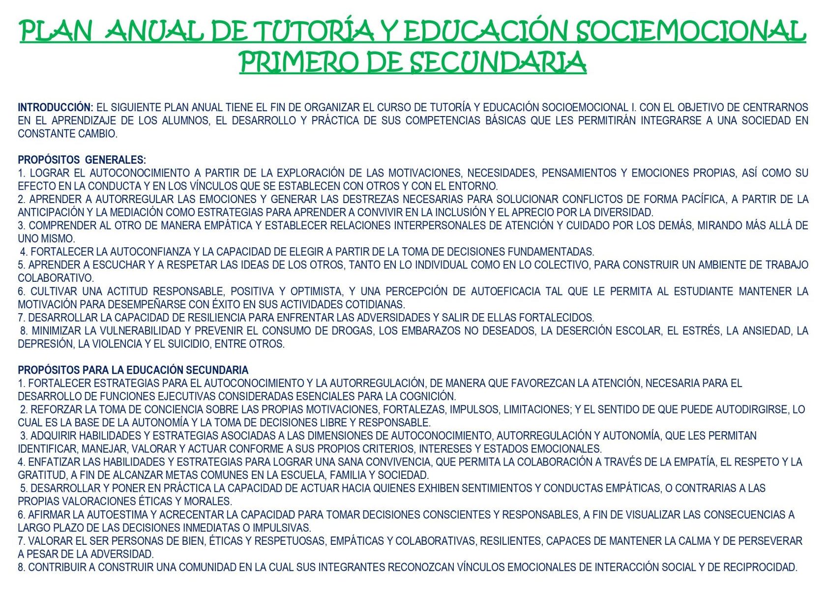 Dosificación Tutoría Socioemocional 1 (Trimestral) 01