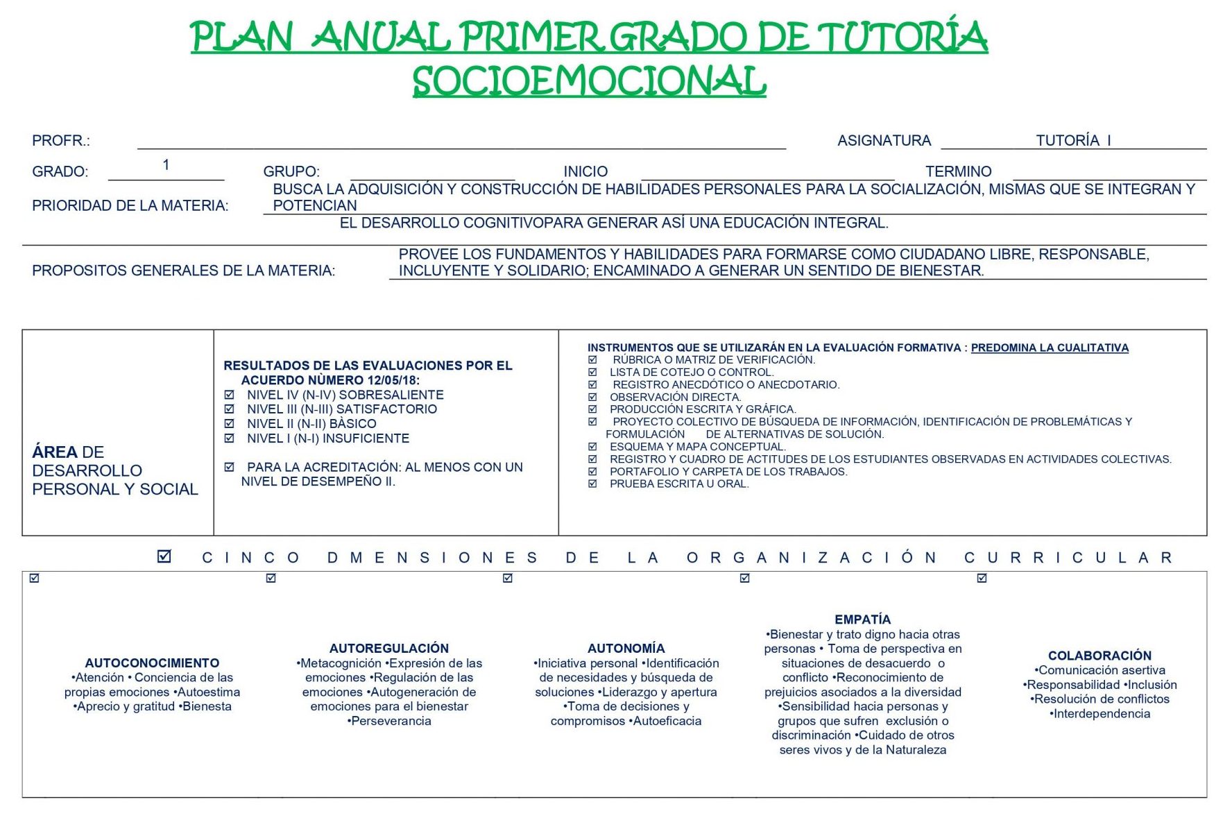 Dosificación Tutoría Socioemocional 1 (Trimestral) 03