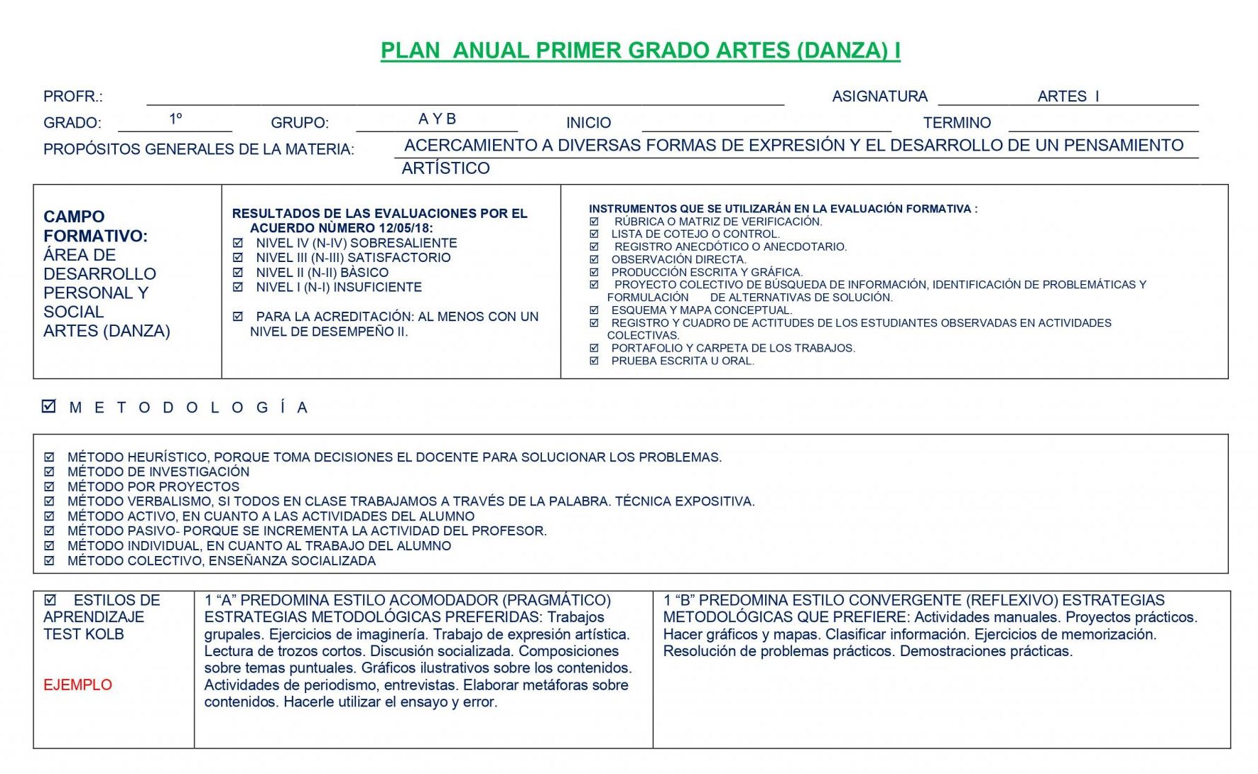 Dosificación de Artes Danza 1 (Los tres trimestres) 02