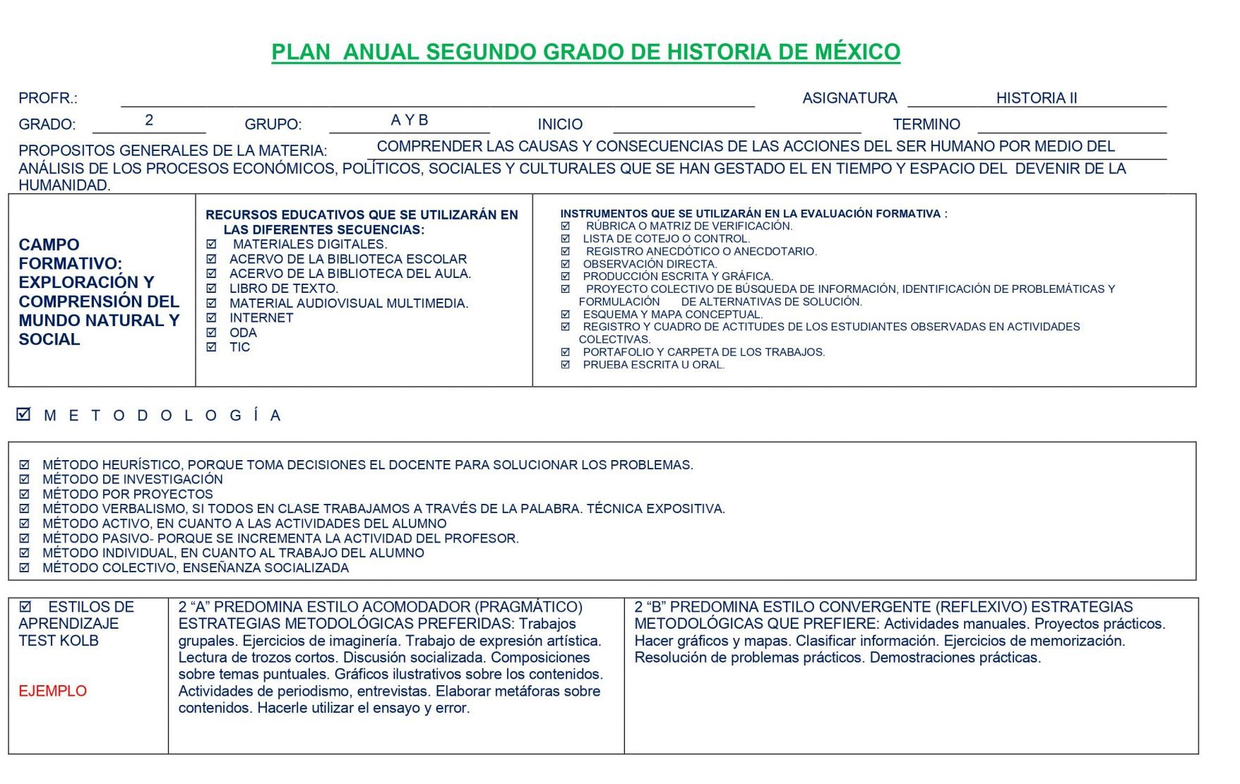 Dosificación de Historia 2 (Los tres trimestres) 02