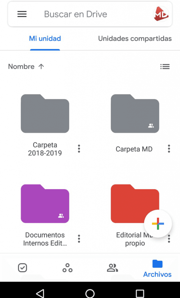 aplicación Google Drive