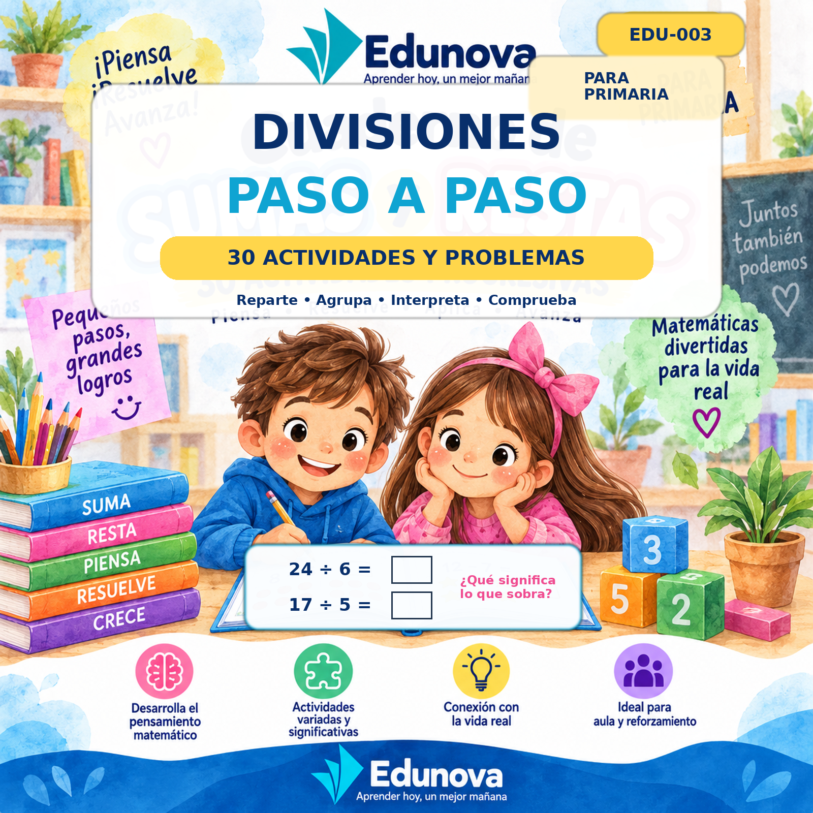 Divisiones Paso a Paso para Primaria | 30 Actividades y Problemas + PDF, Word y PowerPoint 1 Divisiones Paso a Paso para Primaria | 30 Actividades y Problemas + PDF, Word y PowerPoint