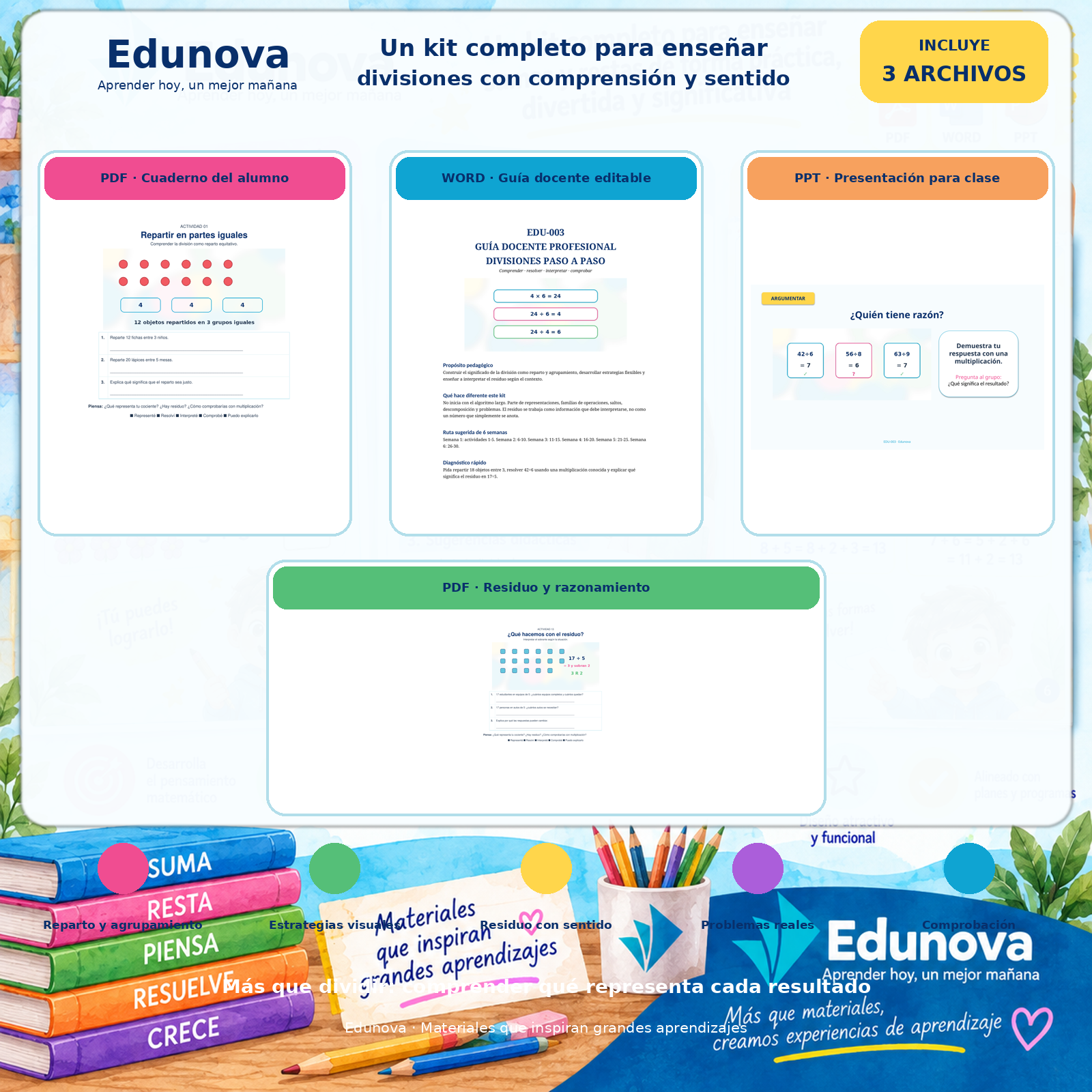 Divisiones Paso a Paso para Primaria | 30 Actividades y Problemas + PDF, Word y PowerPoint 2 Divisiones Paso a Paso para Primaria | 30 Actividades y Problemas + PDF, Word y PowerPoint - Imagen 2
