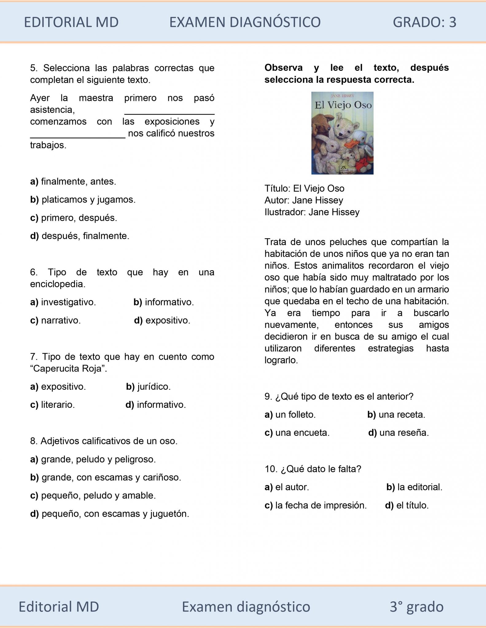 EJEMPLO DE EVALUACIÓN DIAGNÓSTICA 3ER GRADO 03