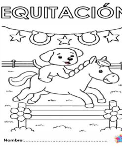 Súper Atletas: Cuadernillo imprimible para colorear de Deportes y Animales (Preescolar y Primaria - NEM) 4 EQUITACION