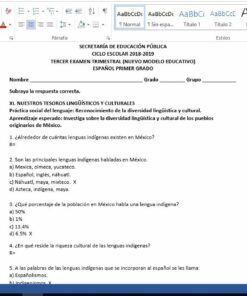 Examen Trimestral Español Tercer Trimestre 1er Grado