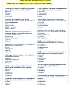 Cuestionario de opción múltiple en español de una escuela secundaria mexicana, titulado 